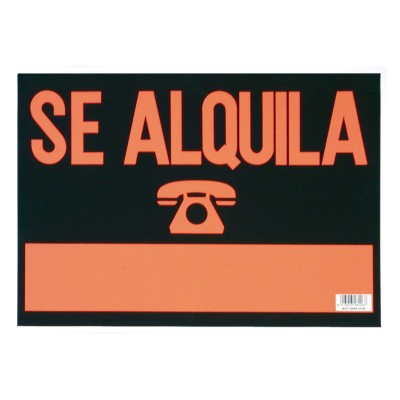 SEÑAL SE ALQUILA 50X30CM NARANJA FOSFORESCENTE