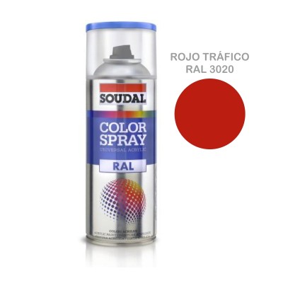 PINTURA SPRAY SOUDAL ROJO TRÁFICO RAL 3020 400ML