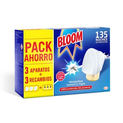 BLOOM INSECTICIDA ELÉCTRICO 3 APARATOS + 3 RECAMBIOS MOSQUITOS