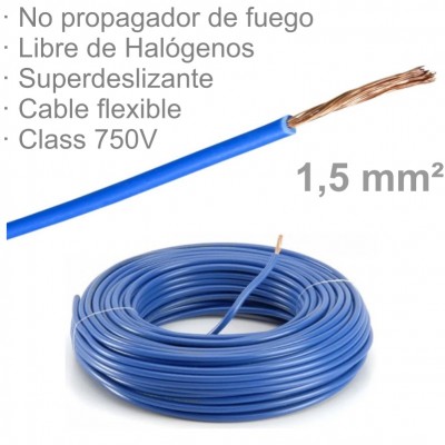 CABLE 1X1,5MM FLEXIBLE H07Z1-K LIBRE HALÓGENOS AZUL (€/M)