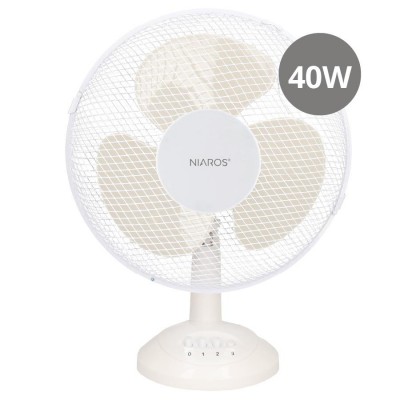 VENTILADOR SOBREMESA Ø34CM 40W BLANCO LINDI NIAROS
