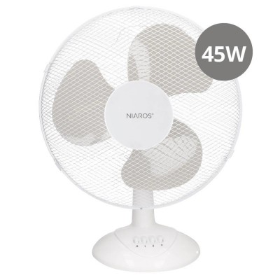 VENTILADOR SOBREMESA Ø43CM 45W BLANCO LINDI NIAROS