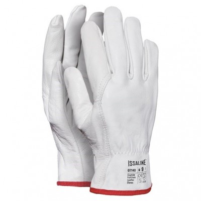 GUANTE PIEL FLOR VACUNO CALIDAD EXTRA BLANCO TALLA 7 ISSALINE