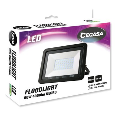 PROYECTOR LED 50W 4000K 4000LM NEGRO CEGASA