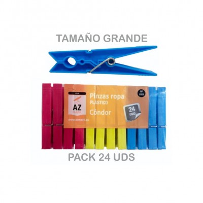 PACK 24 PINZAS ROPA PLÁSTICO GRANDE CÓNDOR