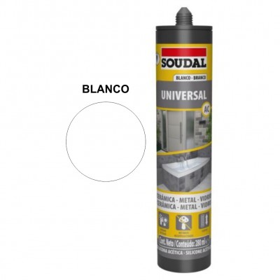 SILICONA UNIVERSAL ACÉTICA BLANCA 280ML SOUDAL