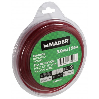 HILO DESBROZADORAS RECORTABORDES NYLON REDONDO 3MM 54M MADER