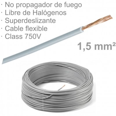 CABLE 1X1,5MM FLEXIBLE H07Z1-K LIBRE HALÓGENOS GRIS (€/M)